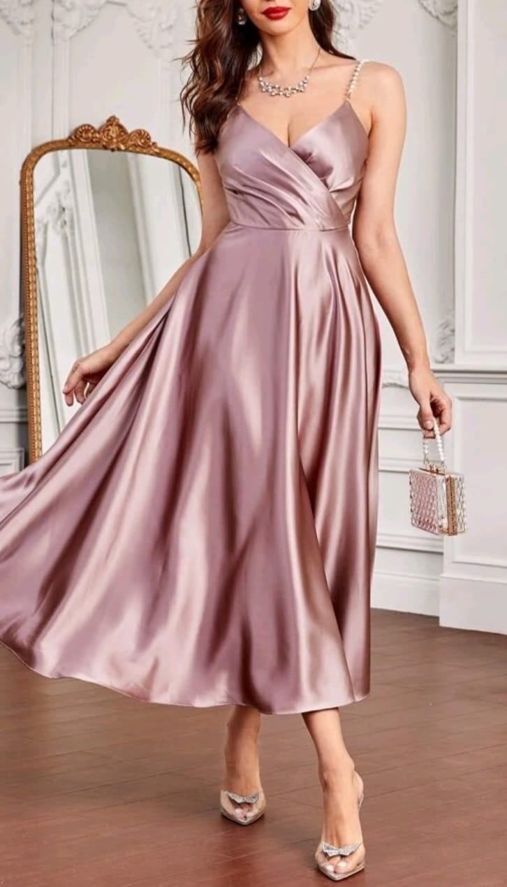 Zara Vestido Satin Vestido Fiesta Largo Rosa Palo G01404 Vestido