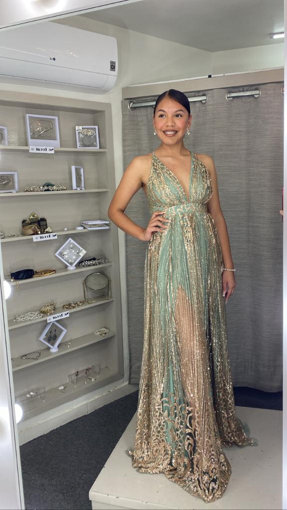 Xv Años Dorados Vestido Dorado Tornasol Tienda Divina Mujer Set